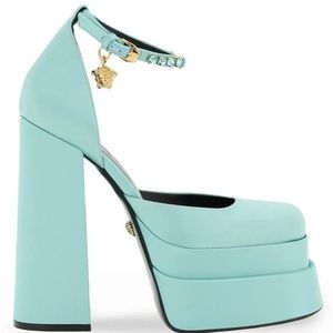 Versace Medusa Head Charm Satin Platform Pumps NEVER WORN